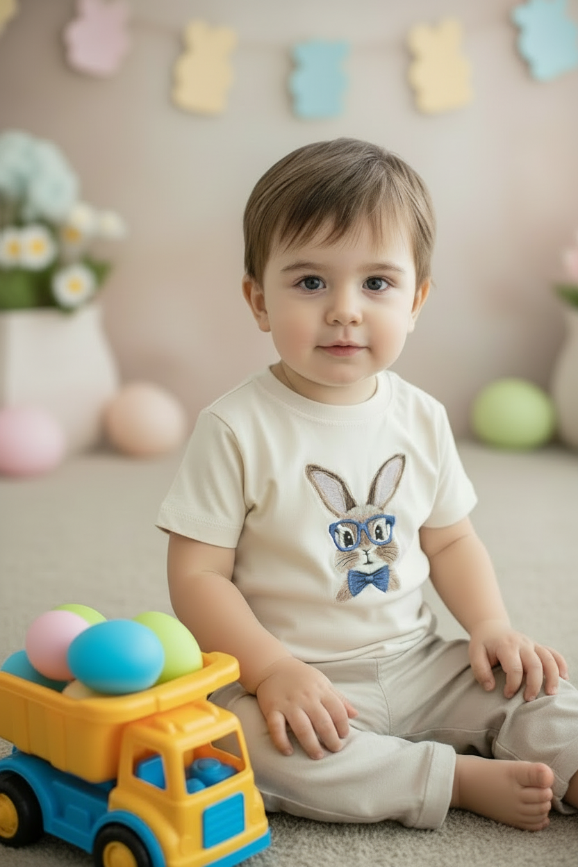 Bunny Toddler Tee - Blue Glasses