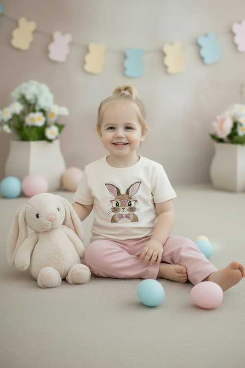 Bunny Toddler Tee - Pink Glasses